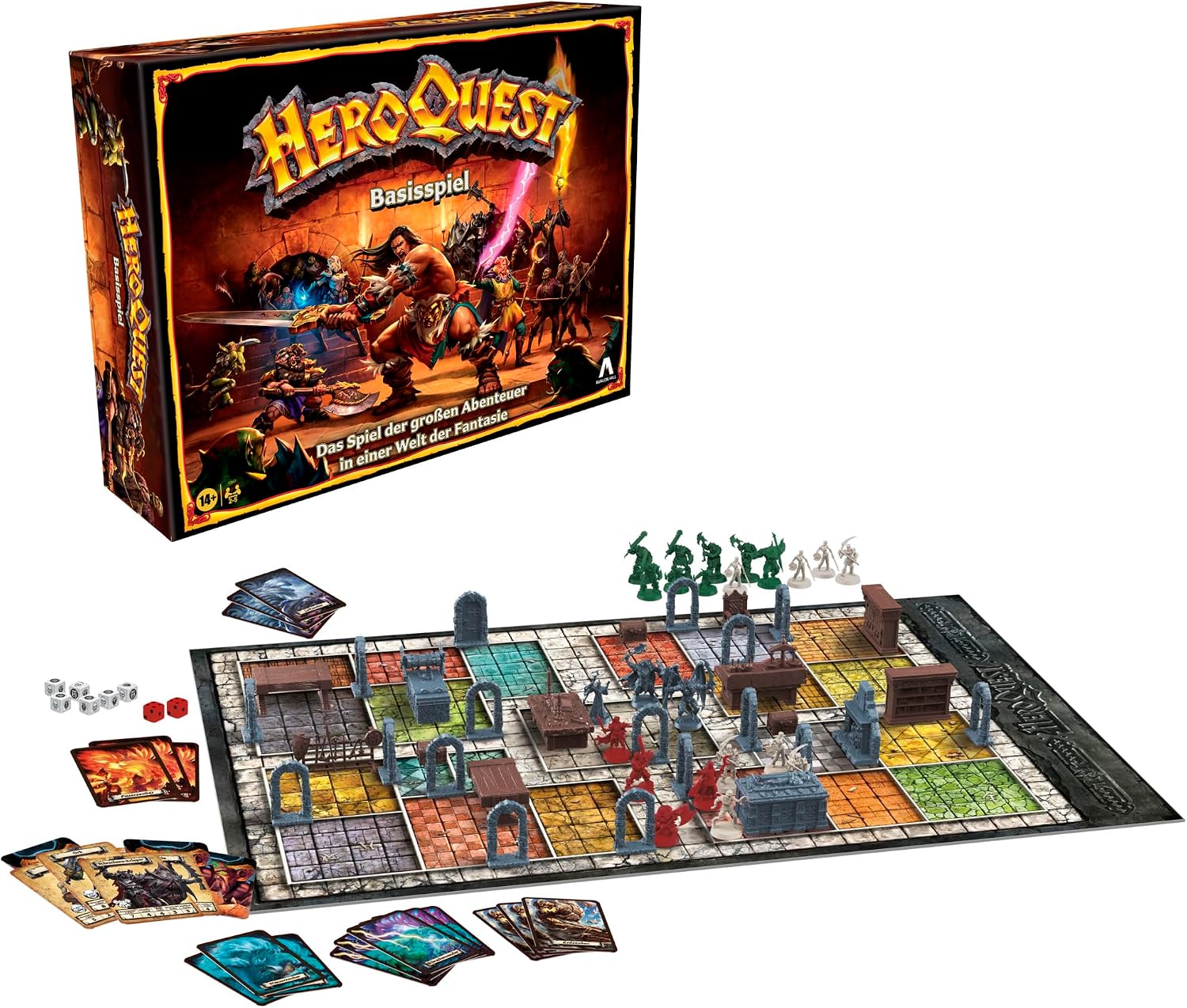 Detalle de Avalon Hill HeroQuest Basisspiel – Dungeon-Crawler-Fantasy-Abenteuerspiel mit Miniaturen (ab 14 Jahren, 2–5 Spieler)