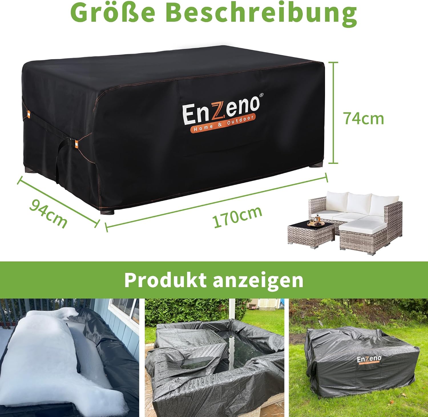 Thumbnail 5 de Enzeno Gartenmöbel Abdeckung 170x94 cm