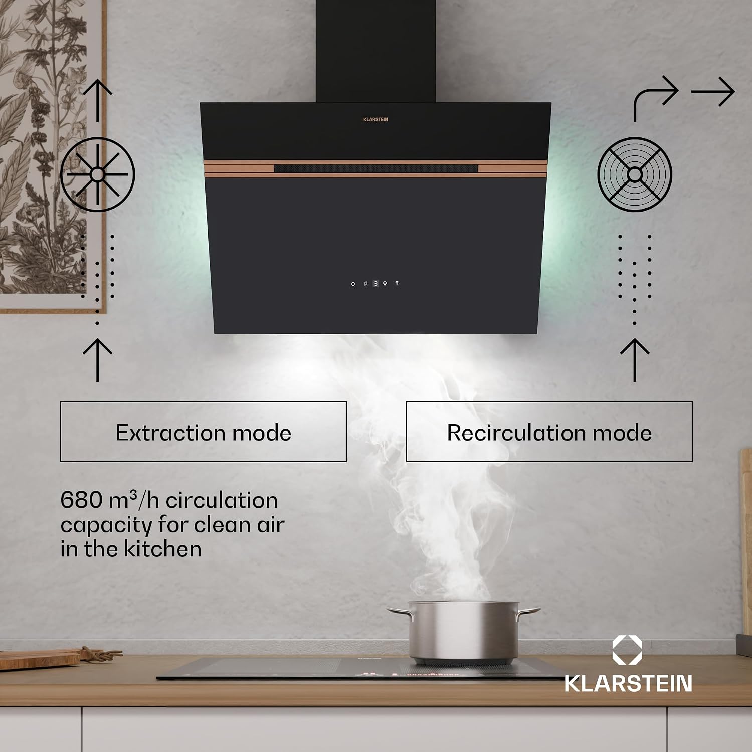 Detalle 2 de Klarstein Alina CGCH3-Alina 3.0-60BK Cooker Hood, 520 m³/h, A++