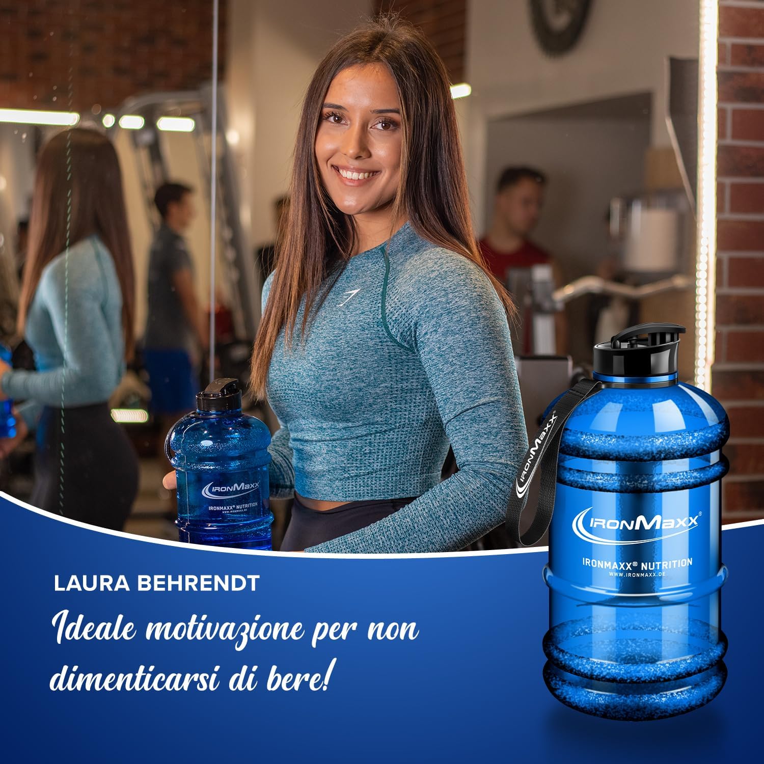 Thumbnail 1 de IronMaxx Water Gallon Blue 2200ml – borraccia ermetica BPA e DEHP free, robusta e versatile