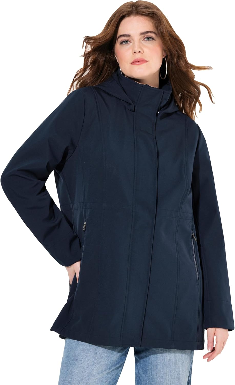 Detalle de Veste Softshell HYPRAR pour Femmes Grandes Tailles d'Ulla Popken – Imperméable, Capuche Amovible
