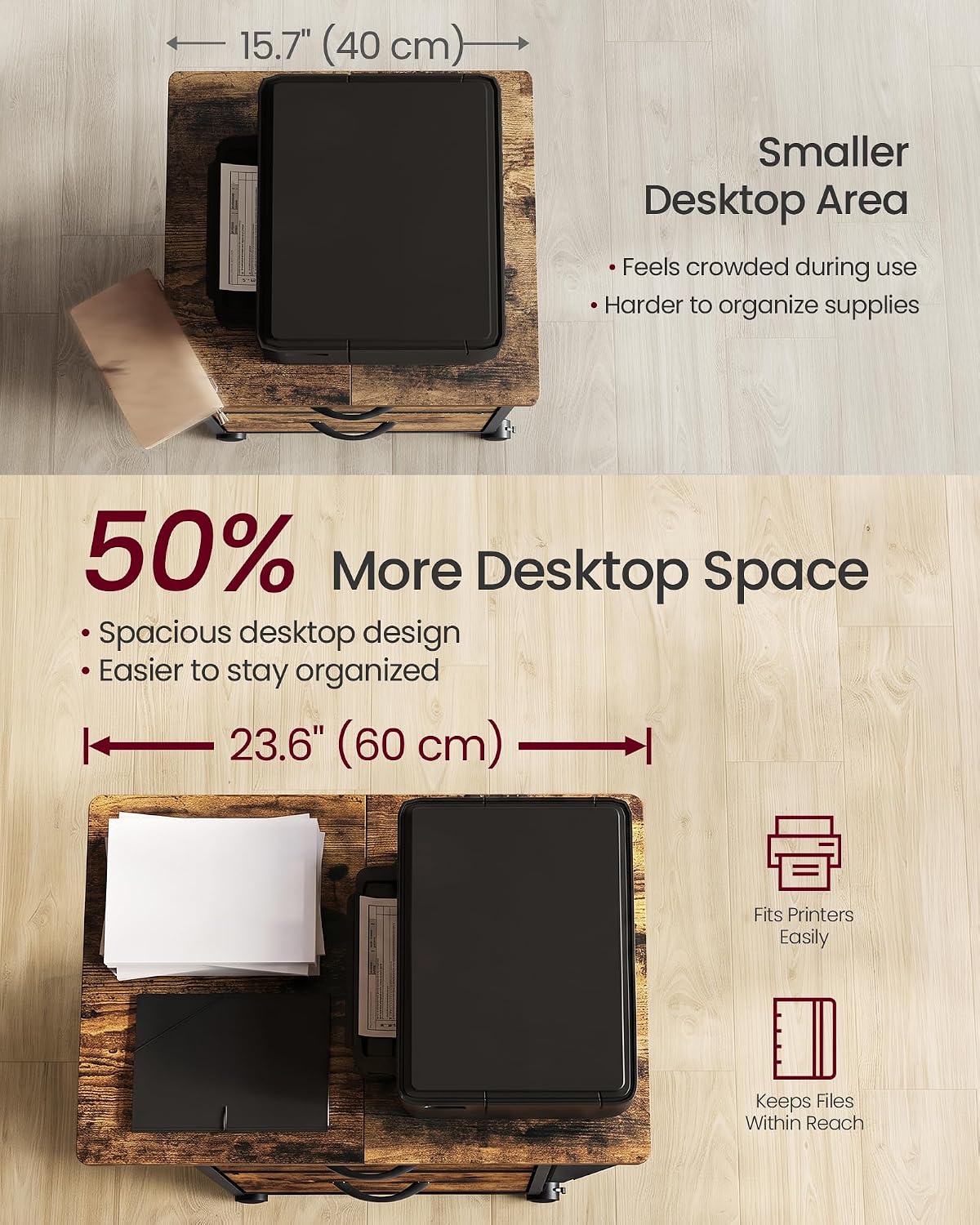 Thumbnail 4 de VASAGLE Rolling File Cabinet, 3 Drawers