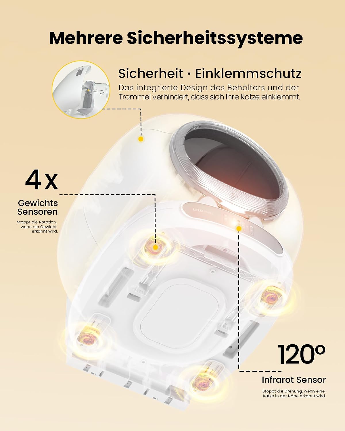 Thumbnail 6 de LELO PAWS Selbstreinigende Katzentoilette mit Türvorhang – 65L/9L, App-Steuerung, Geruchskontrolle, XXL für Mehrkatzen
