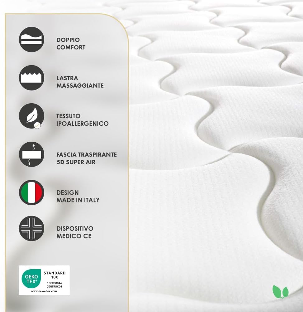 Thumbnail 6 de Farmarelax Materasso singolo 80x190 Dual Comfort con memory foam biocomfort 26 cm