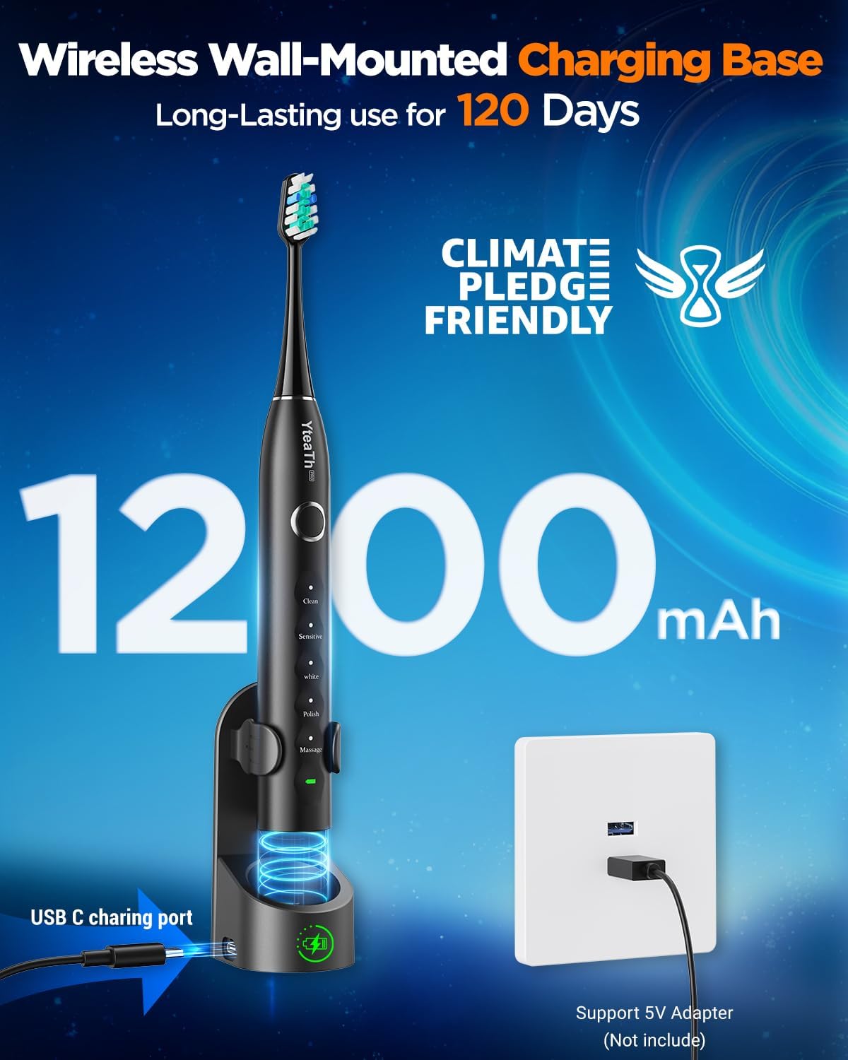 Detalle 2 de Sonic Electric Toothbrush 50,000 VPM 120 Days