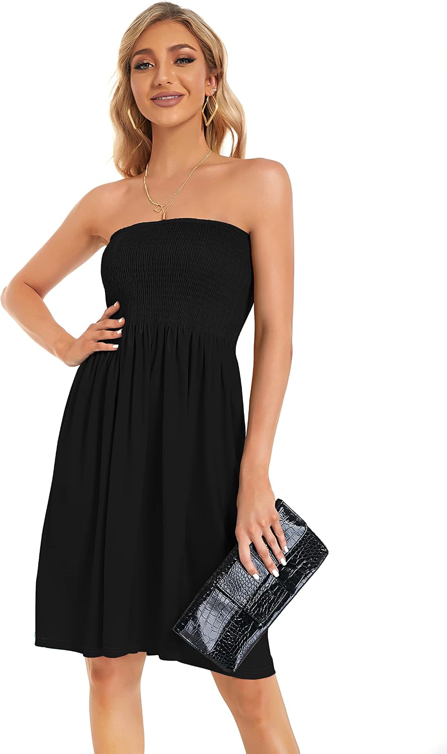 Thumbnail 3 de Gosunny Damen Sommerkleid schulterfrei (Bandeau) aus Polyester/Elasthan – ärmelloses Freizeitkleid für Strand & Urlaub