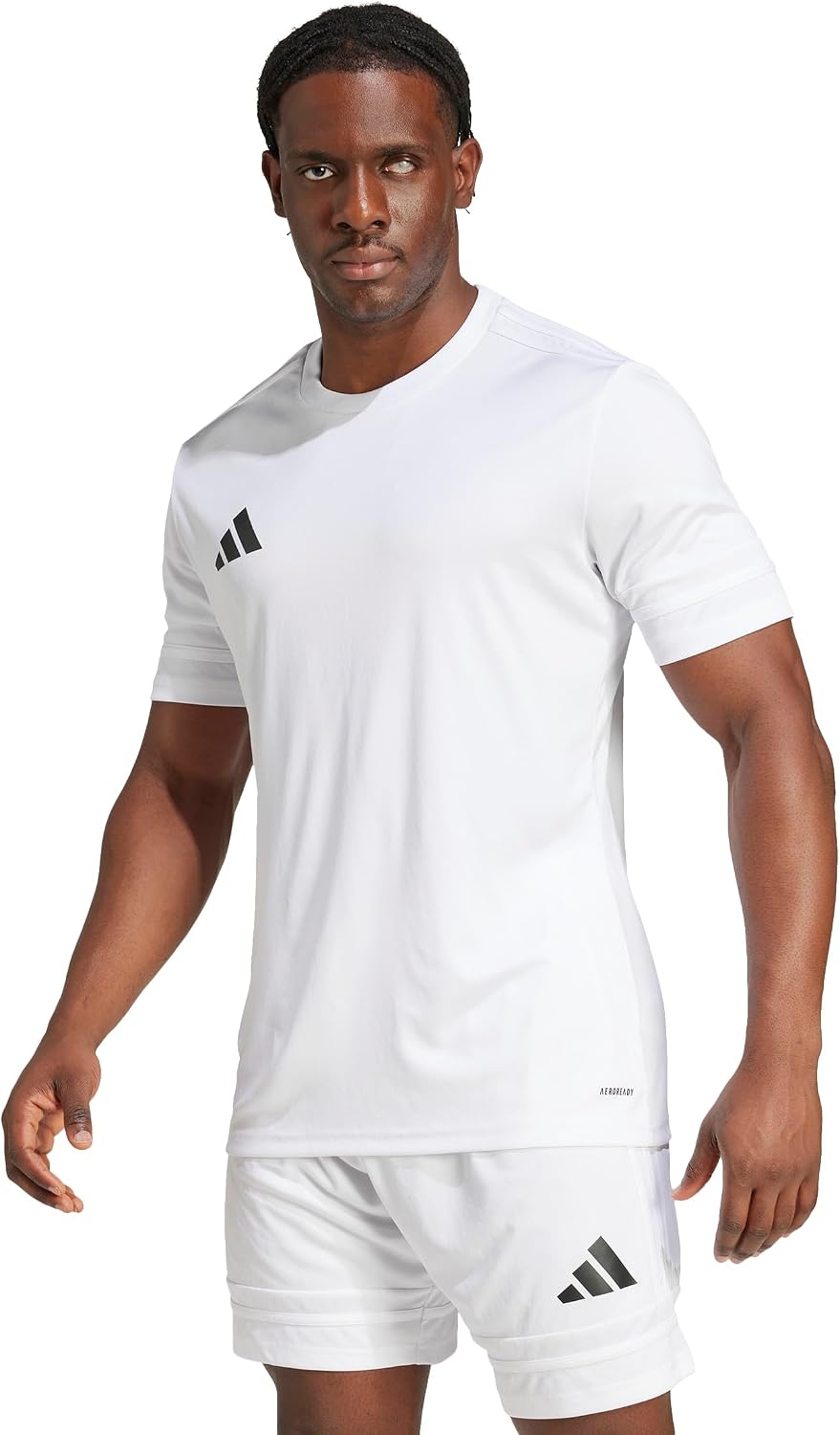 Detalle de Adidas Squadra25 Jersey de Manga Corta para Hombre – Blanco/Blanco/Negro, Talla M