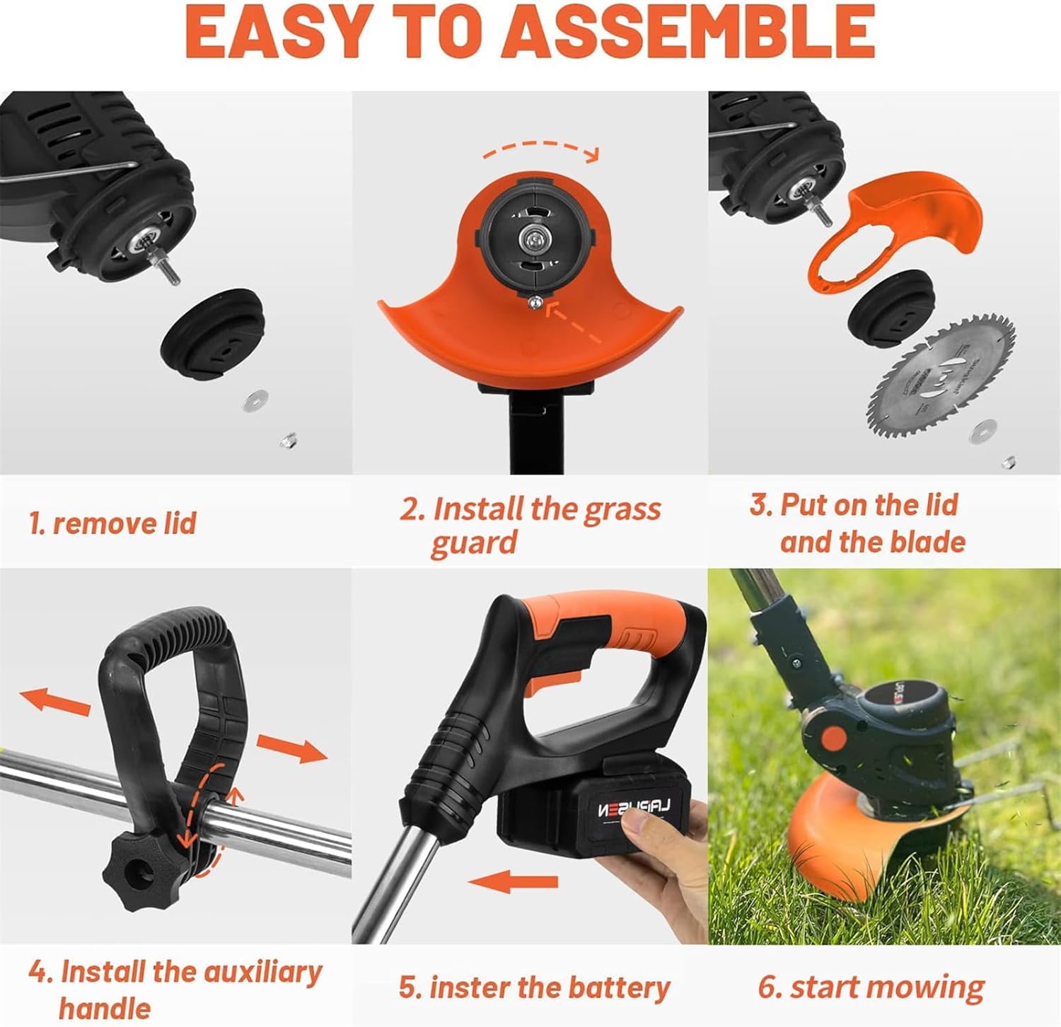 Thumbnail 3 de KEJSNDXC Garden Cordless Strimmer with metal blade, height-adjustable pole and 5 blade styles