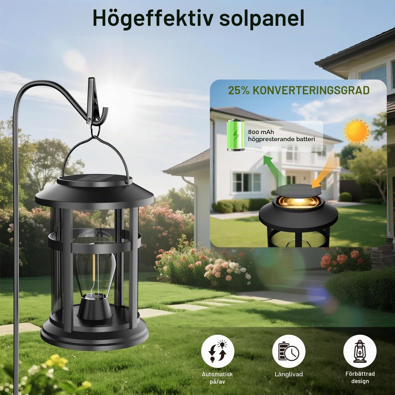 Detalle de Electight TLL048 solcellslyktor, 2-pack med varm LED och IP65