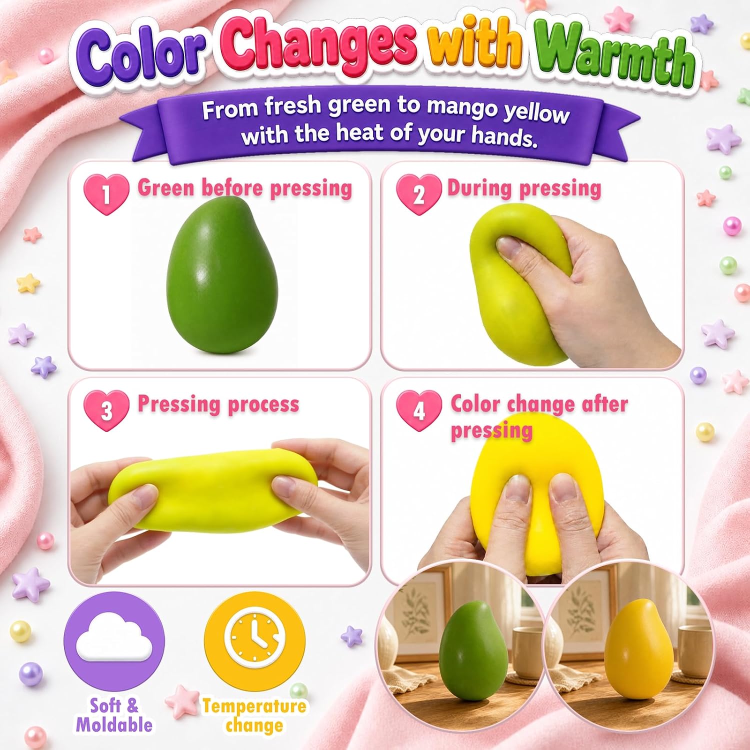 Detalle de ISEN SC010 Crunchy Squishy Fidget Toys, 8 Food Shapes with ASMR Sound