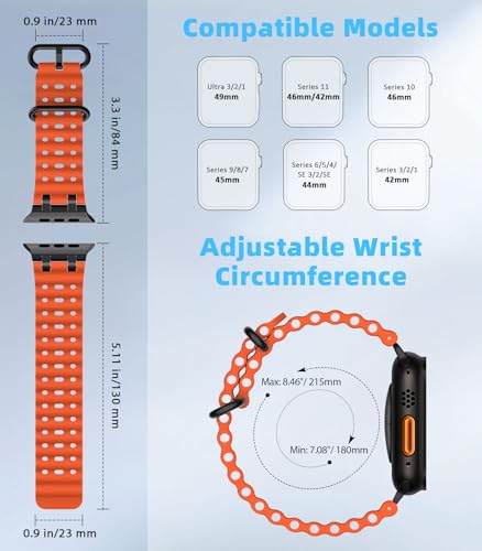 Detalle 2 de MoKo Ocean Band: correa Ocean para Apple Watch (42–49 mm), compatible con Series y Ultra