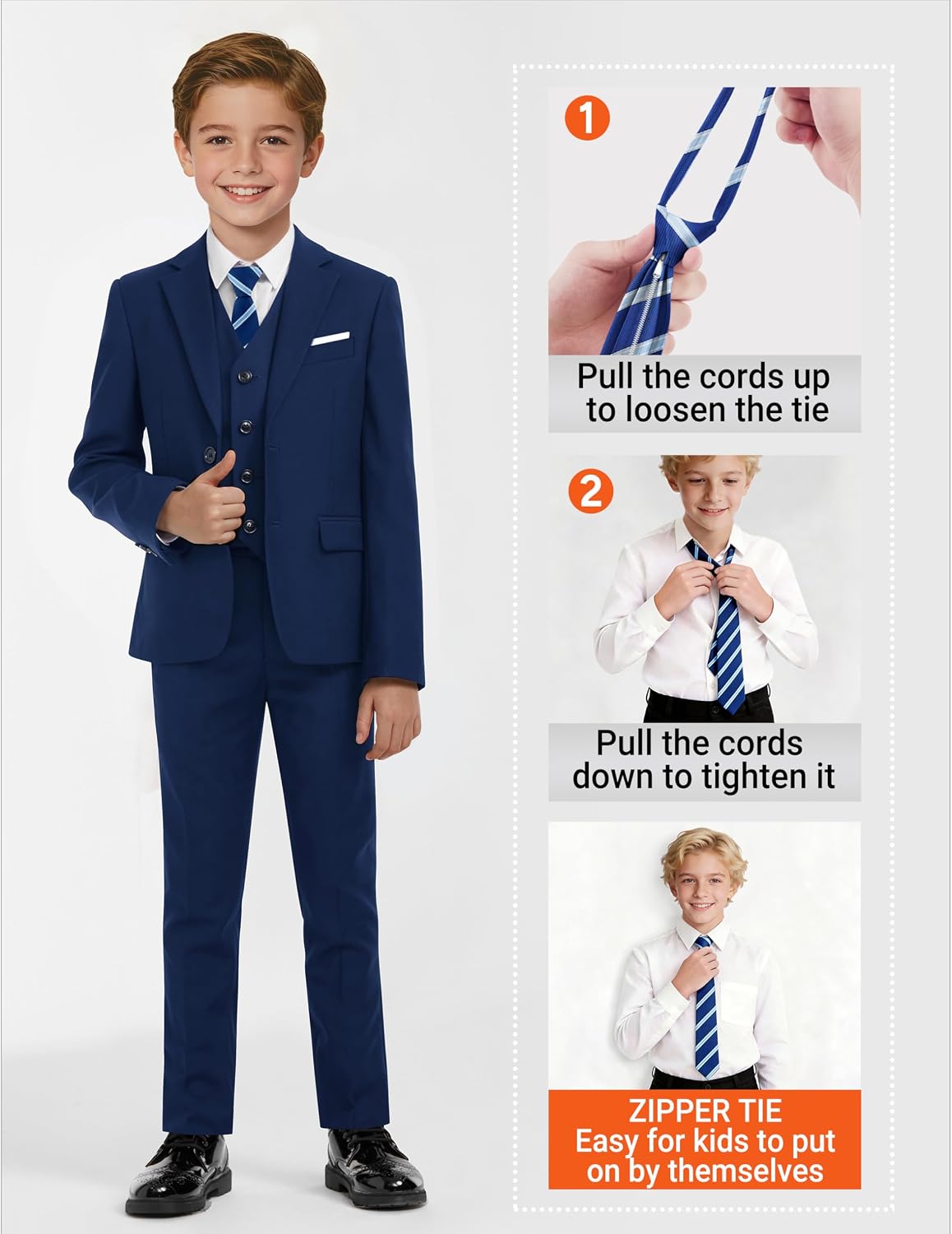 Detalle de AmazingSea Boys Formal Suit Set: 7-Piece Essentials with Adjustable Waist & Suspenders