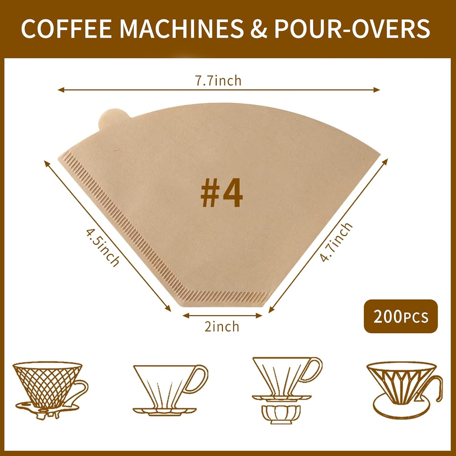 Thumbnail 1 de Coffee Filters #4 Cone, 8–12 Cup, 200 Unbleached Natural Filters