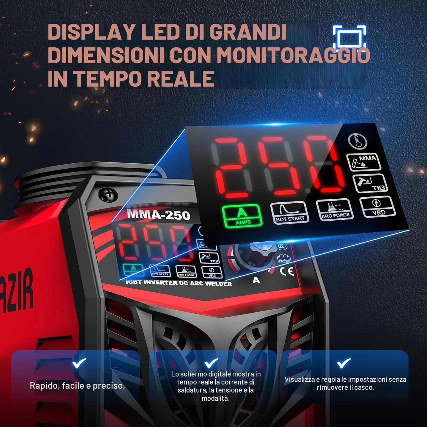 Thumbnail 3 de XIAZIR Saldatrice 250A 220V con display LED