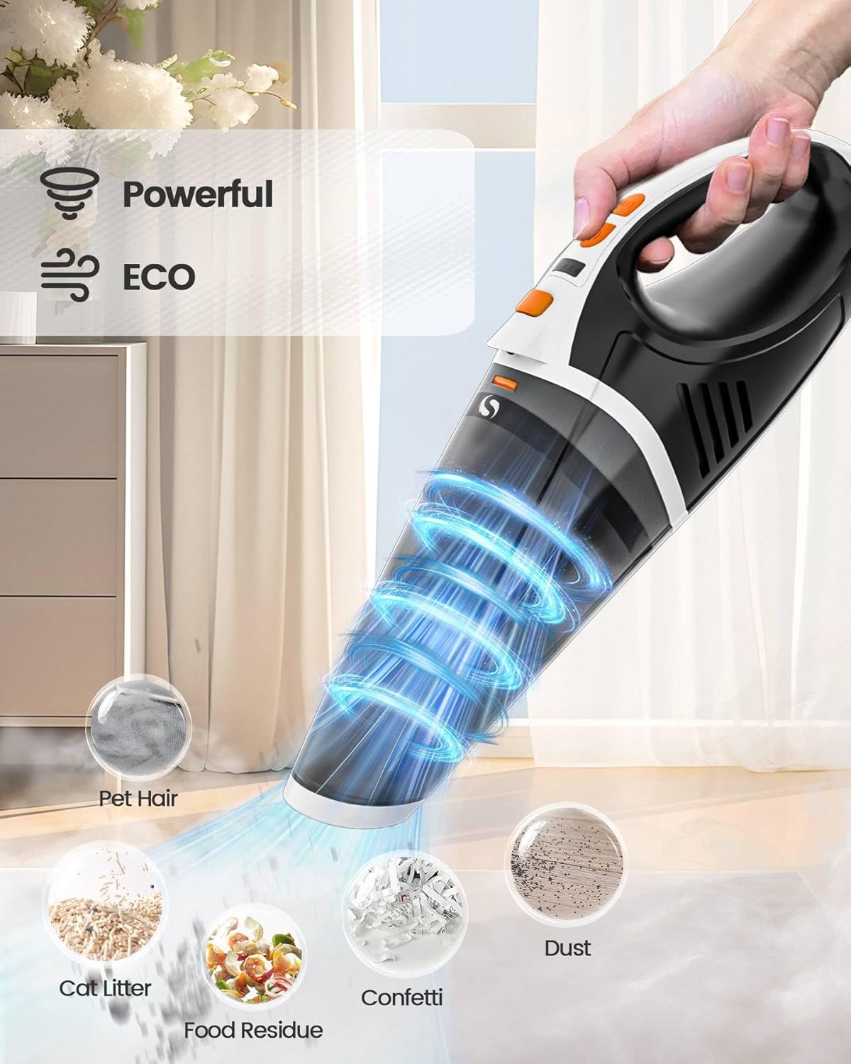 Thumbnail 5 de SERVOMASTER Handheld Vacuum Cleaner (Cordless Car & Pet Mini Vac) with LED Light