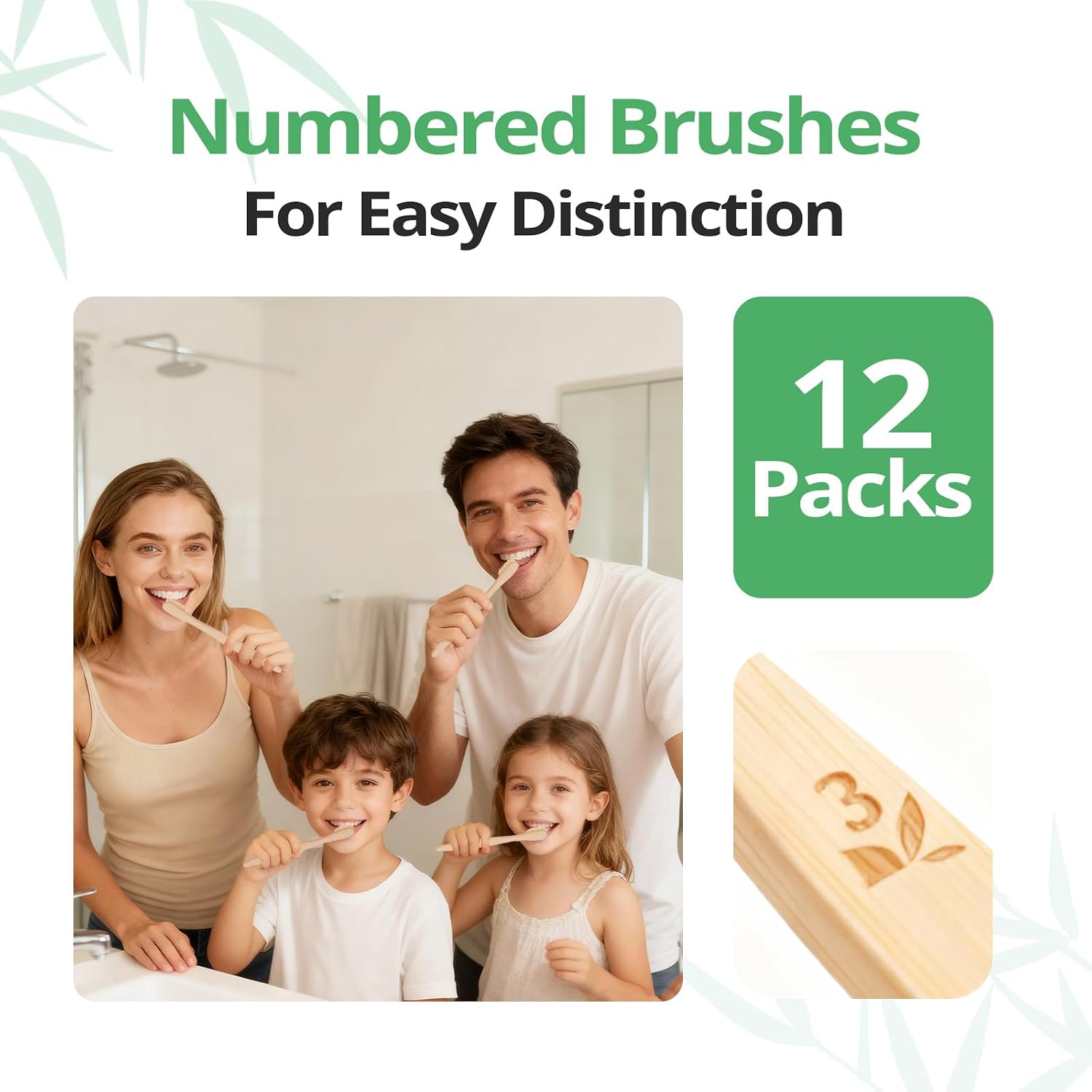 Thumbnail 3 de GENKENT Bamboo Toothbrushes 12 Pack 🪥