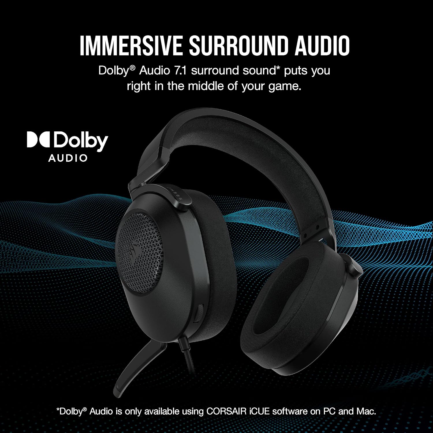 Thumbnail 2 de Corsair HS65 Surround Multiplatform Wired Gaming Headset (Dolby Atmos, SonarWorks SoundID, iCUE Compatible) – Carbon