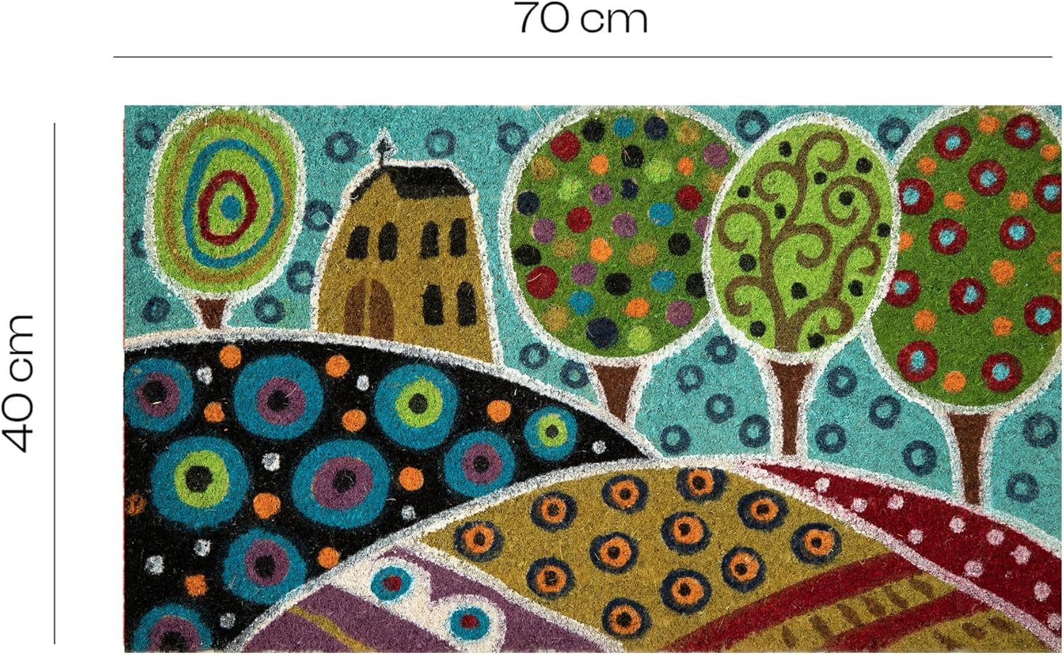 Thumbnail 2 de Baroni Home Zerbino da Esterno in Cocco con Base Antiscivolo PVC, Dipinto a Mano “Paesaggio 3” 70x40x2 cm