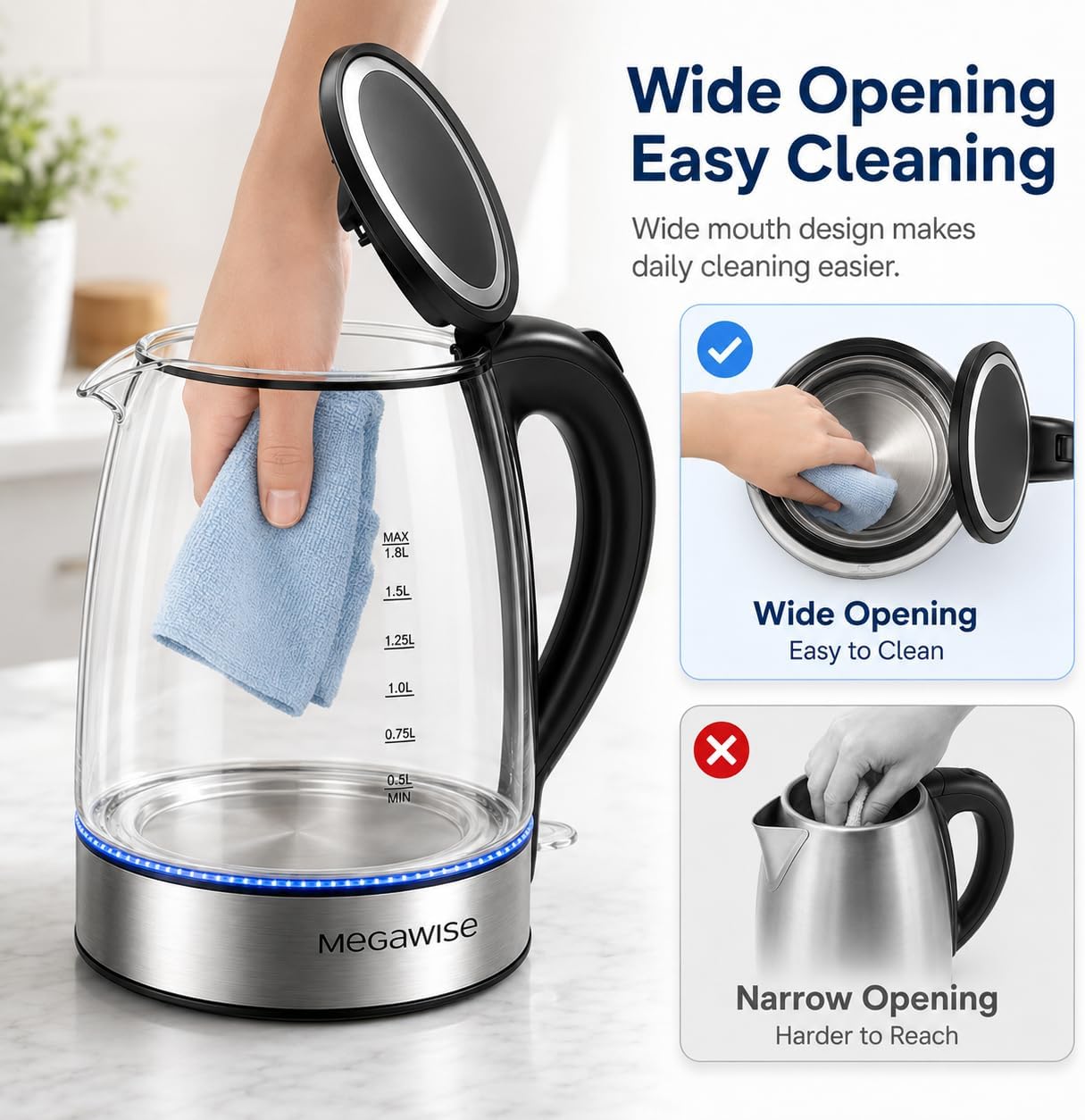 Thumbnail 5 de MEGAWISE CX-817 1.8L electric kettle 🔌