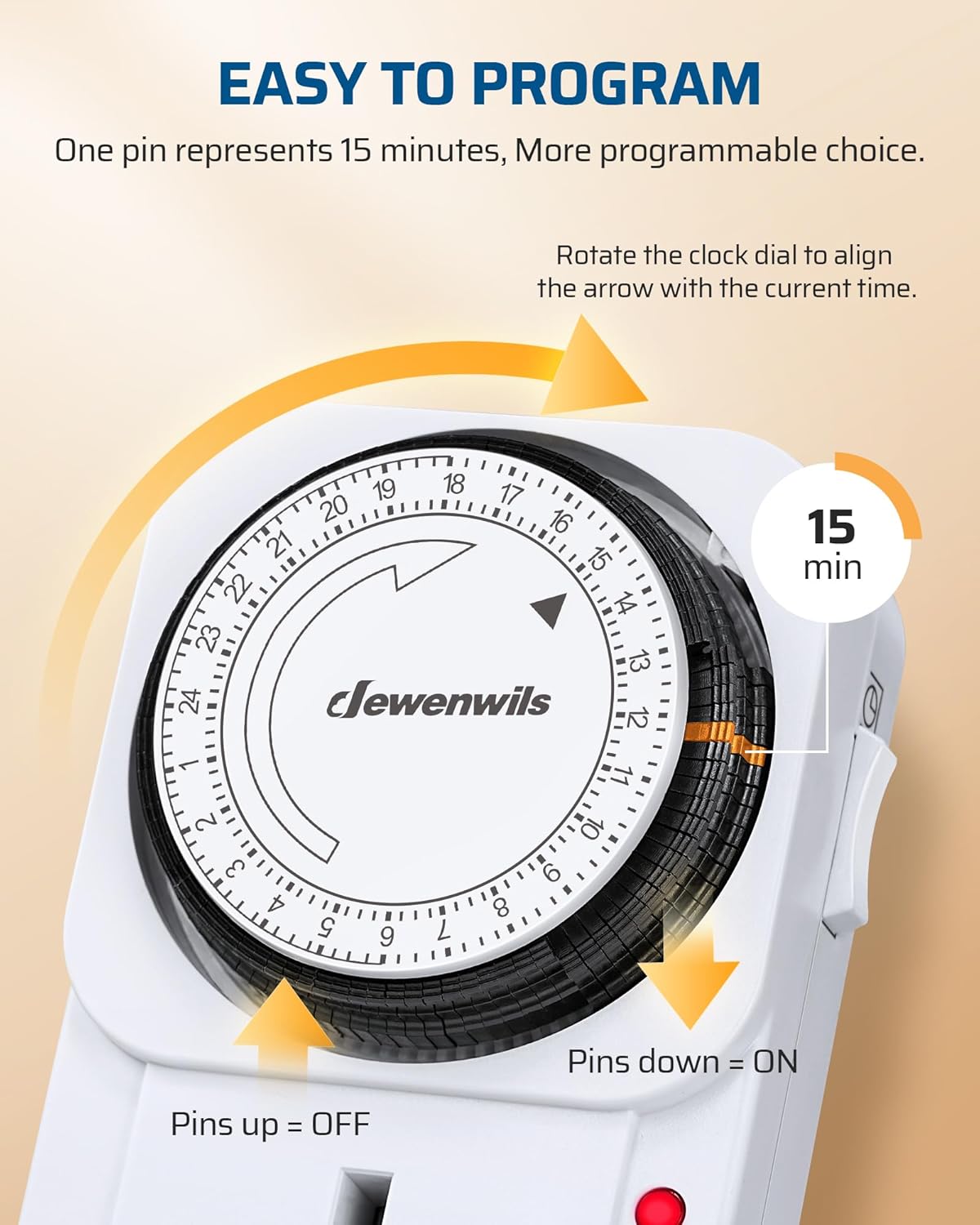 Detalle 2 de DEWENWILS 24-hour programmable plug timer ⏱