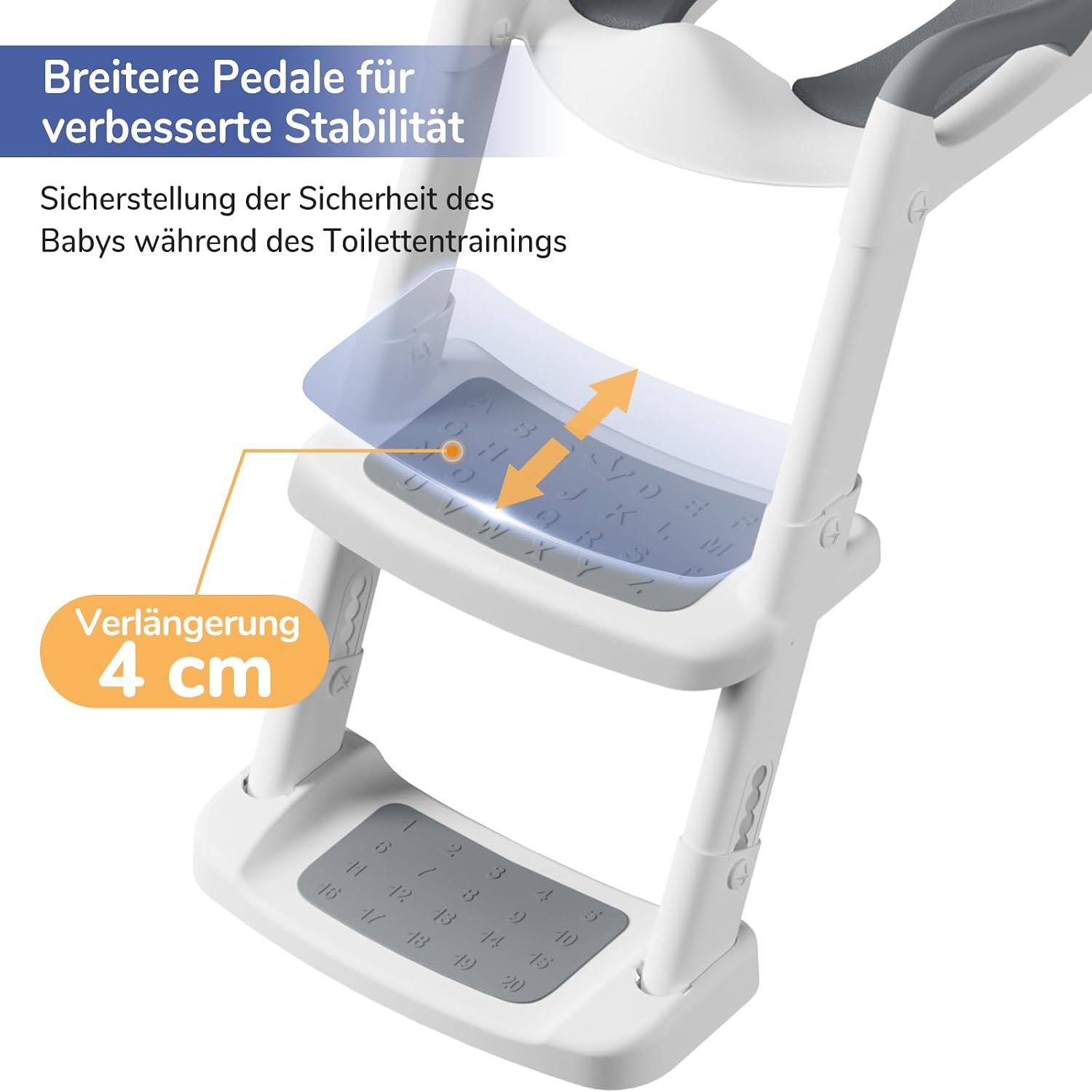 Detalle 2 de DEANIC Toilettensitz Kinder mit Treppe 38–47 cm grau