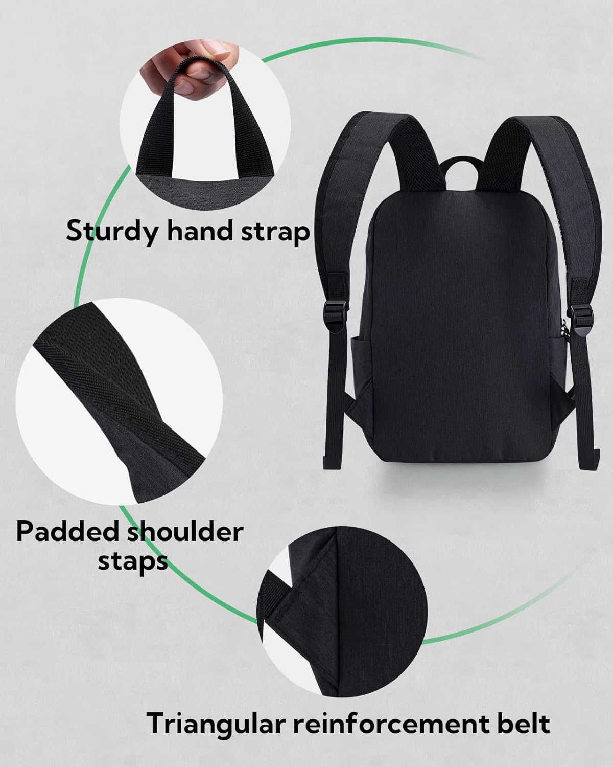 Detalle de WATERFLY Leicht Klein Rucksack 10L – kompakter Daypack für Arbeit, Reisen & Sport