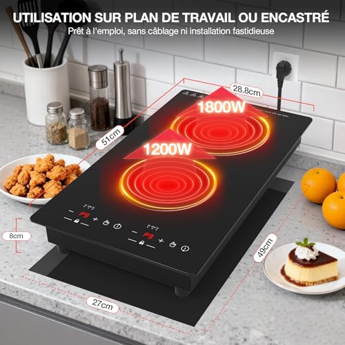 Thumbnail 1 de GTKZW Plaque Induction 2 Feux 3000W – Domino 30 cm