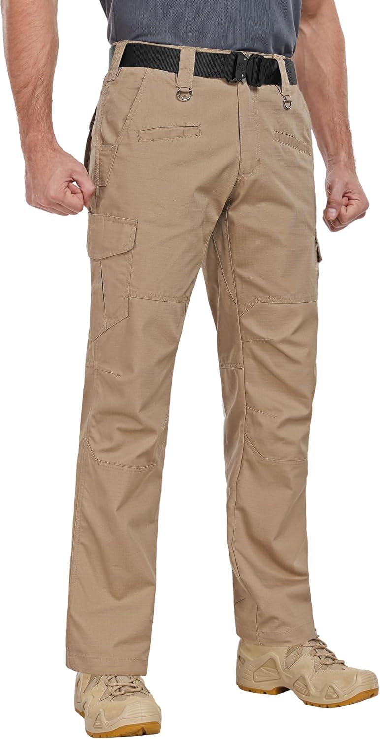 Detalle 2 de Zoofly Men's Cargo Pants Ripstop Water Resistant Hiking Work Pants – 9-Pocket Tactical, Elastic Waist (No Belt)