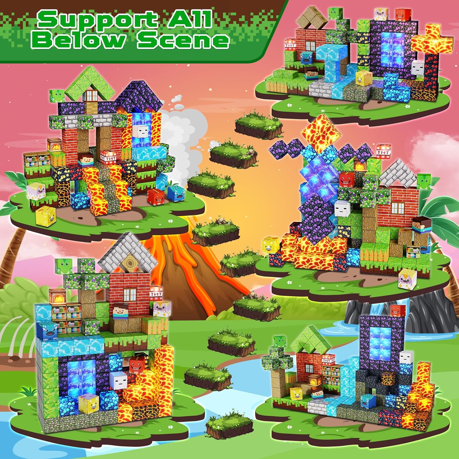 Thumbnail 2 de Magneverse Costruzioni Magnetiche da 150 pezzi per bambini (foresta e dinosauri) – STEM Montessori 3-9 anni