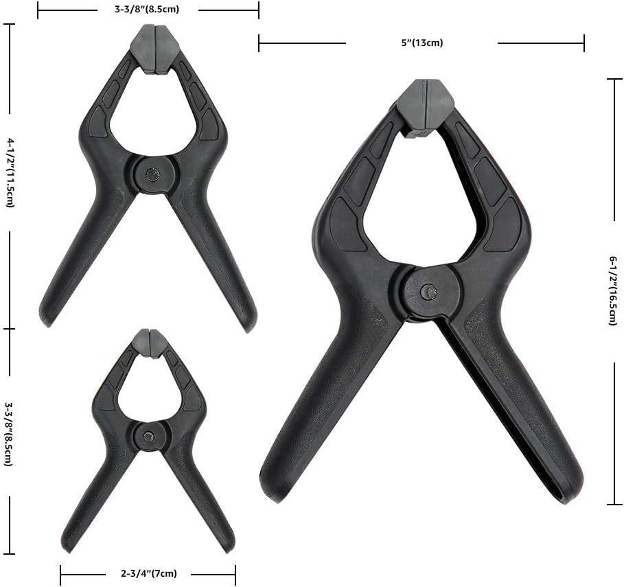 Thumbnail 1 de Amazon Basics 14-Piece Nylon Spring Clamp Set (6 x 8.57 cm, 4 x 11.43 cm, 4 x 16.51 cm) – Black/Grey