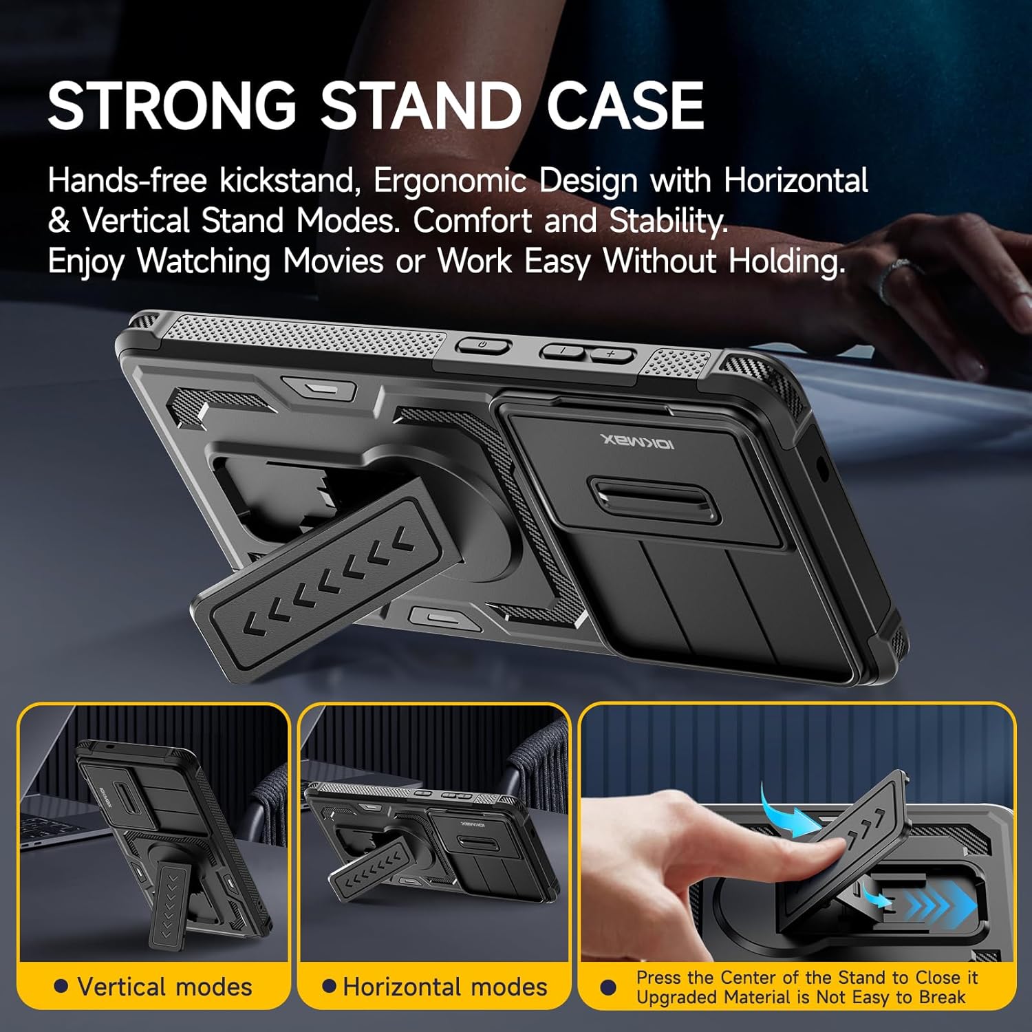 Thumbnail 1 de Iokmax case for Samsung Galaxy S26 Ultra with slide camera cover, kickstand & 2 screen protectors (black)
