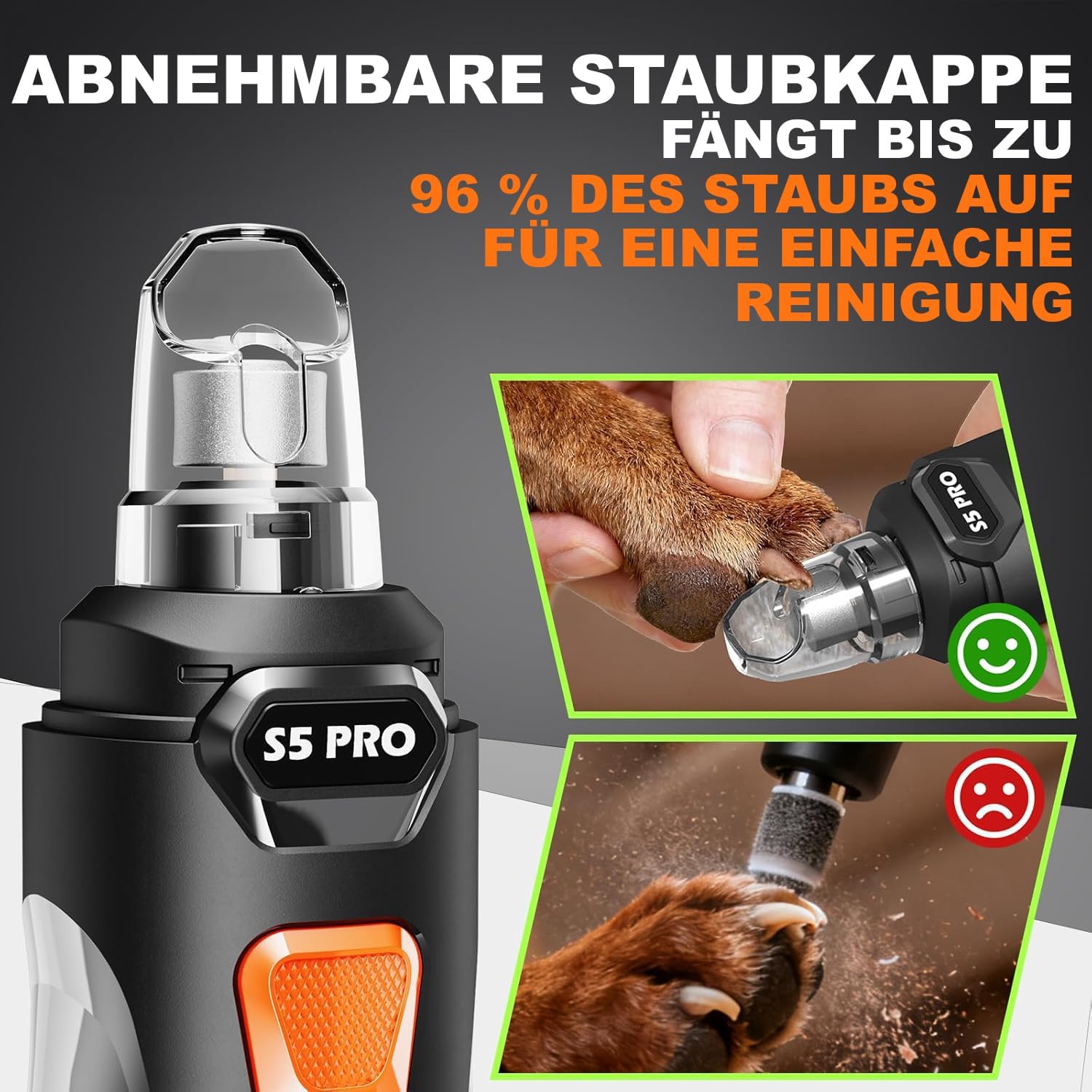 Thumbnail 6 de Wismika Krallenschleifer für Hunde – leise, mit 4 LED-Leuchten und 3 Geschwindigkeiten