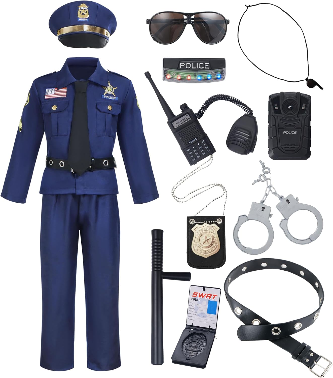 Detalle de Spooktacular Creations 14PCS Kids’ Police Costume, 100% Polyester