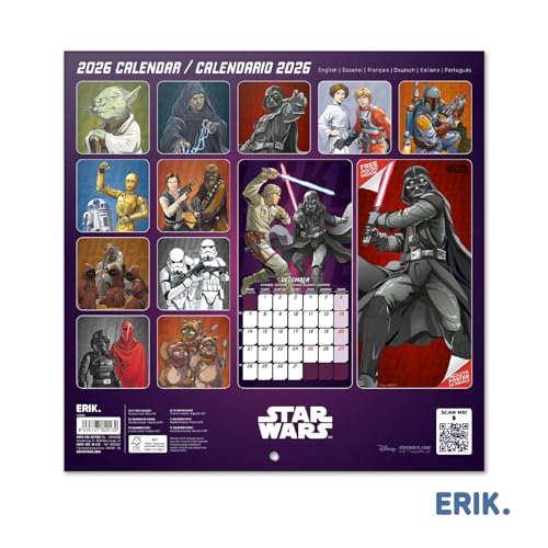 Detalle 2 de Grupo Erik Calendario 2026 pared Star Wars 30×30 cm 📅
