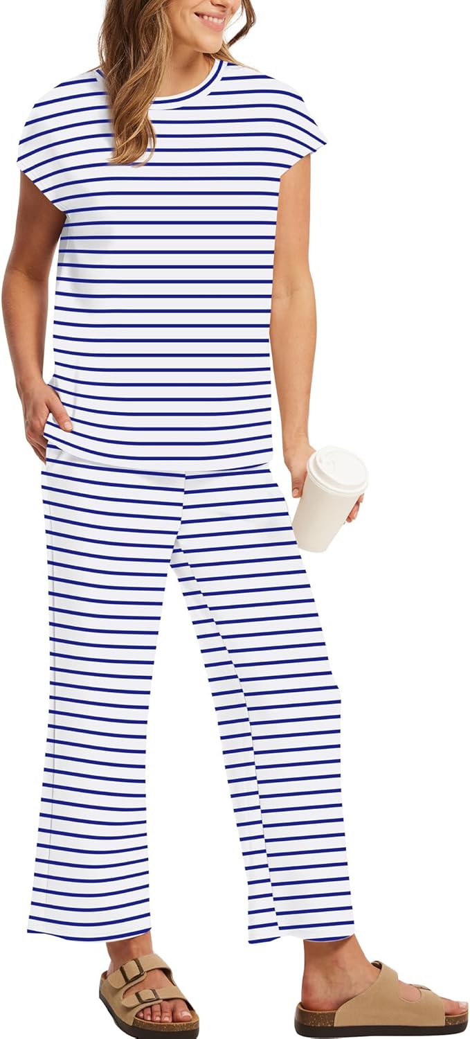 Thumbnail 3 de Sampeel Two Piece Sets for Women: Cap Sleeve Tops & Wide-Leg Crop Pants for Summer Travel