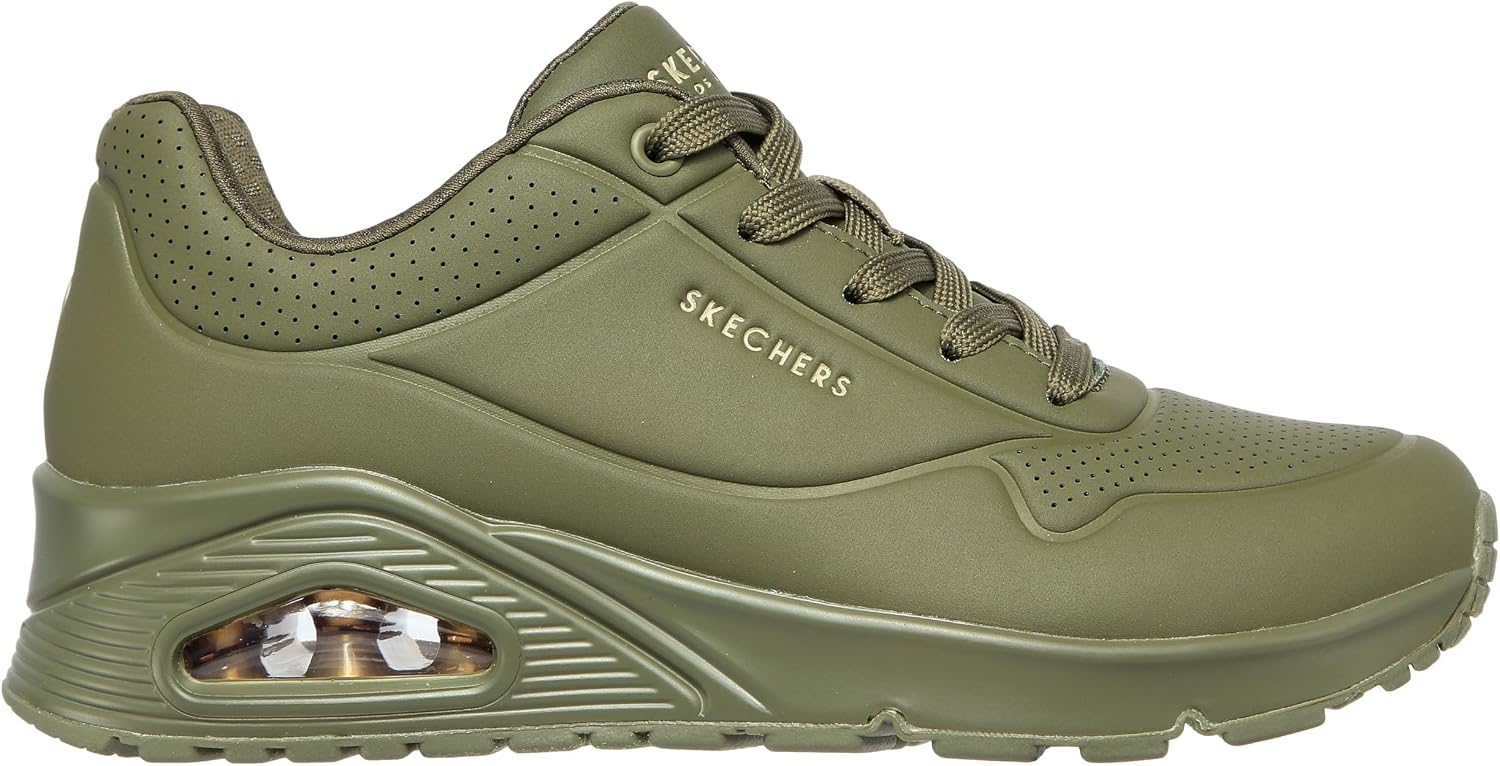 Detalle de Skechers Damen UNO Stand ON AIR Sneakers Olive Durabuck, Größe 37 EU
