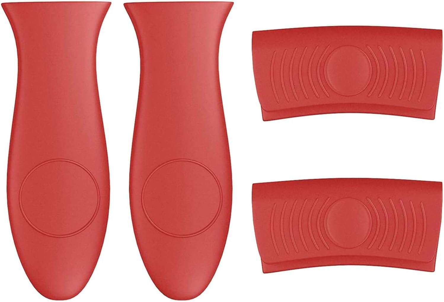 Detalle de 4-Pack Silicone Handle Holders for Cast Iron – Heat-Resistant, No-Slip Covers (Red)