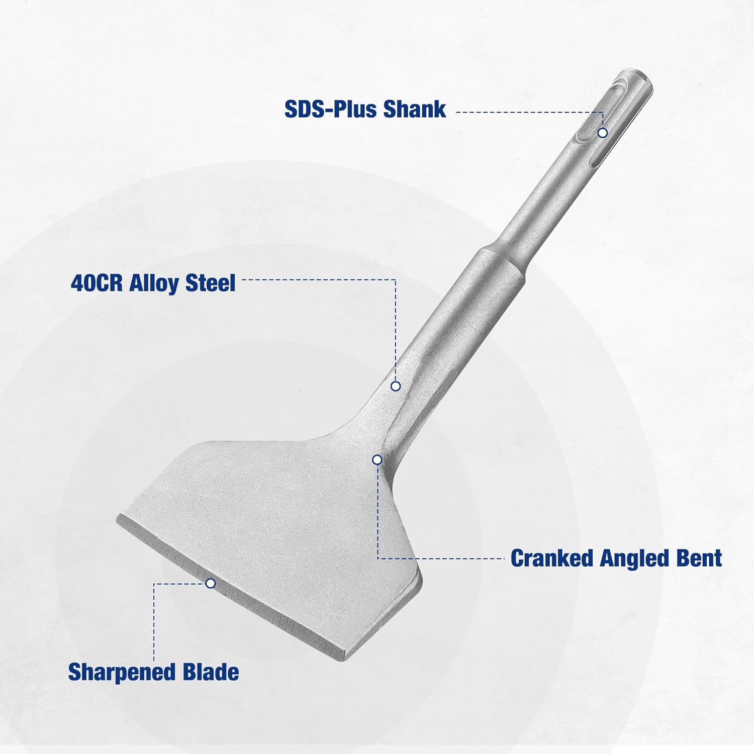 Thumbnail 1 de WORKPRO Scalpello SDS Plus per Piastrelle 165x75 mm – Punta piatta professionale per pavimenti e rivestimenti