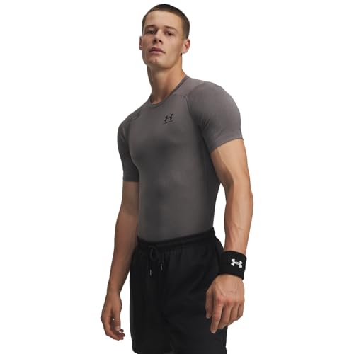 Detalle 2 de Under Armour HeatGear Compression Shirt pour hommes – Carbon Heather/Black (XS)