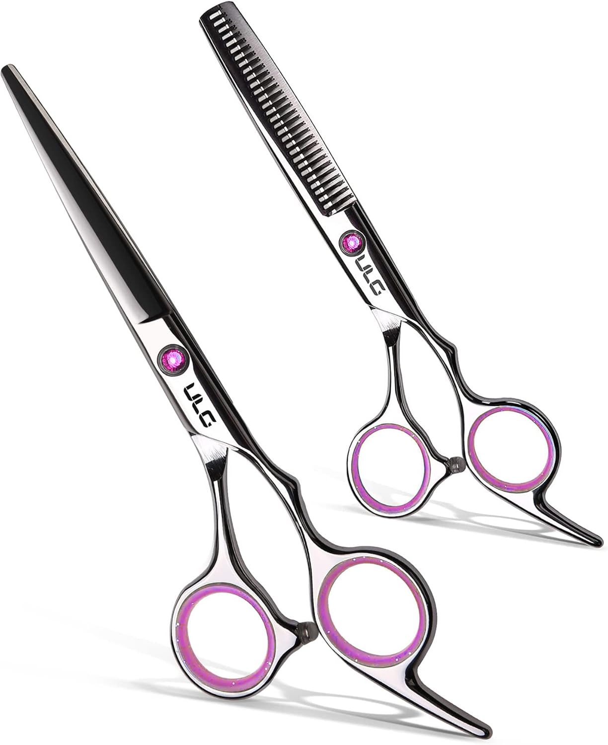 Detalle 1 de ULG Professionelles Haarschneide-Scheren-Set (16,5 cm) mit japanischem Edelstahl – Effilierschere & Barbier-Schere für Friseur- und Heimgebrauch, schwarz