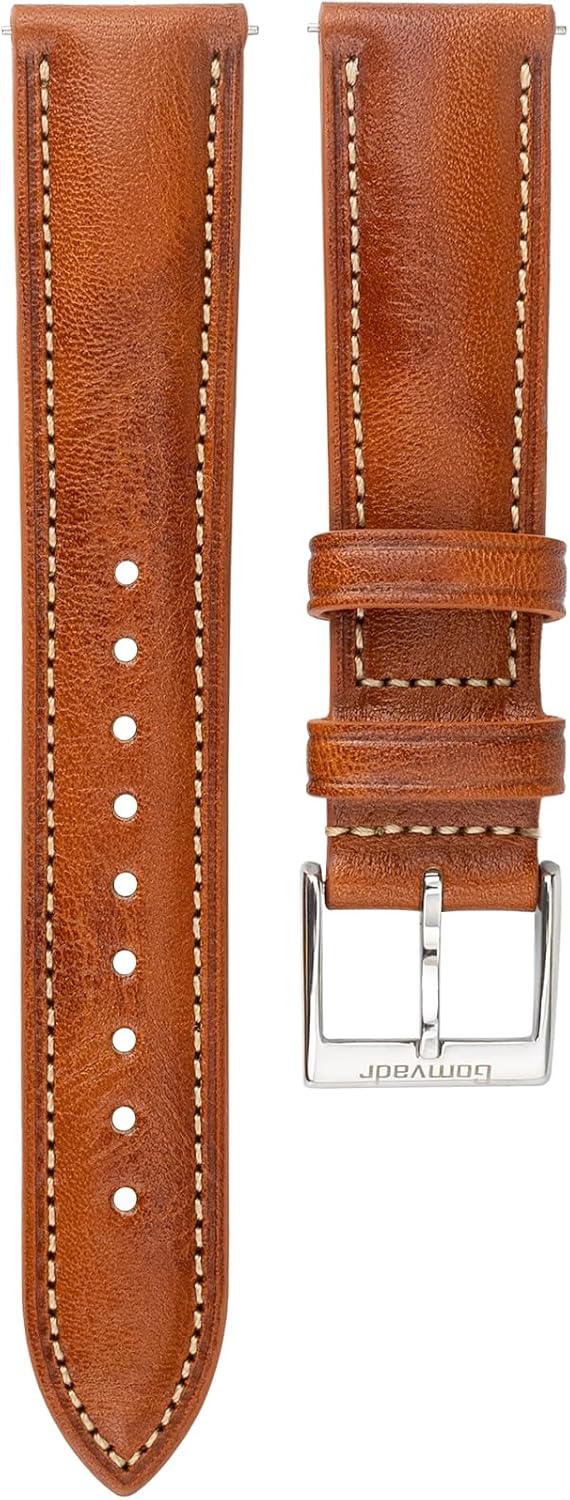 Detalle de Gomvadr Quick-Release Leder Uhrenarmband (zweifarbig) mit Edelstahlschließe – für 18 bis 22 mm
