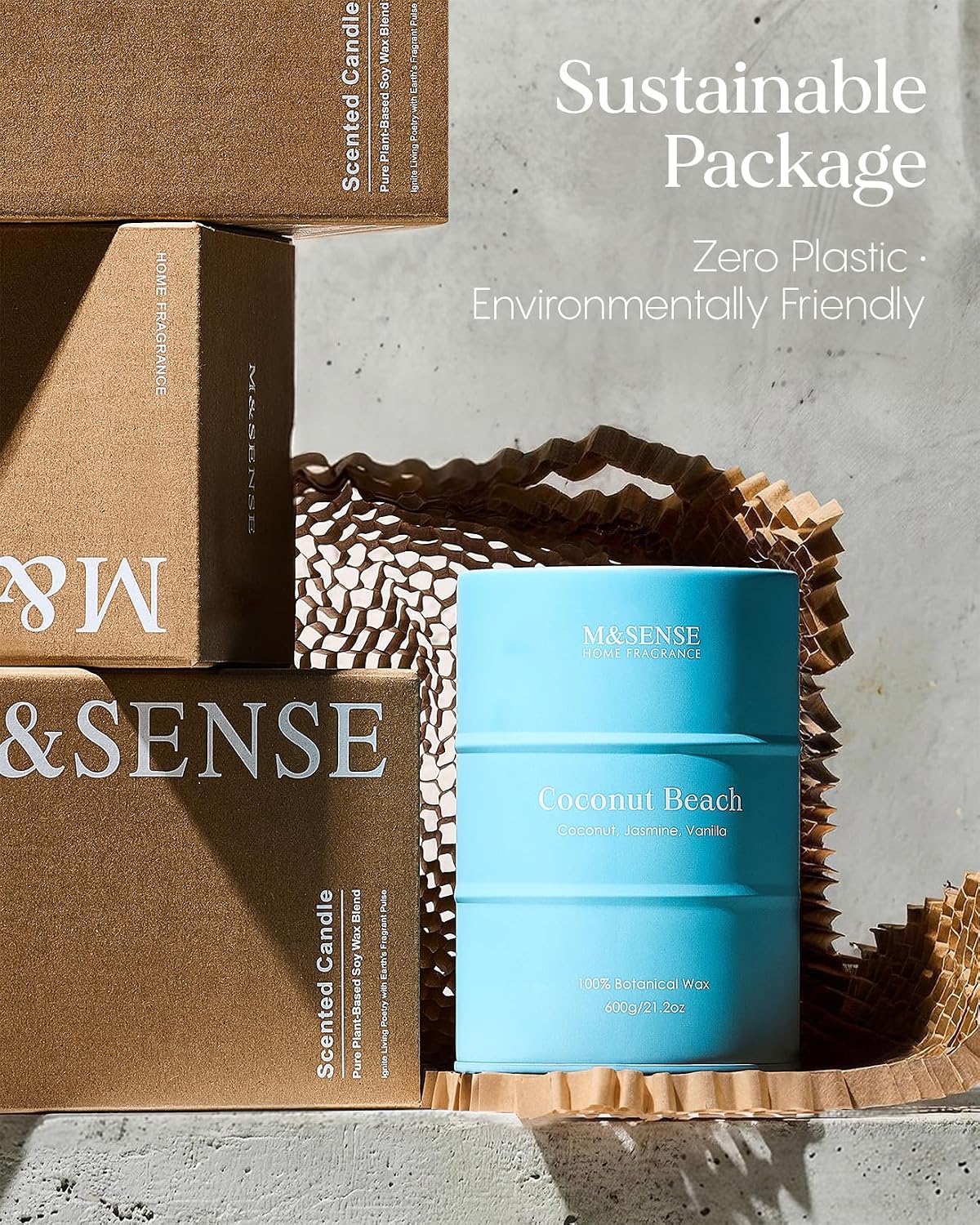 Thumbnail 6 de M&SENSE Coconut Beach Scented Candle, 21.2 oz Soy Blend Wax