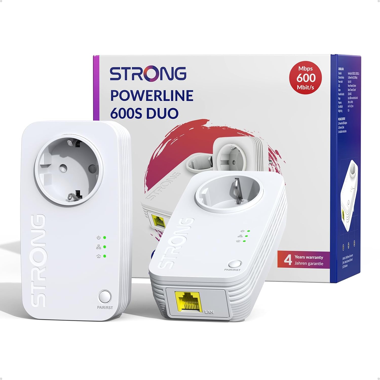 Thumbnail 6 de STRONG AV600Mbit/s Powerline Adapter Set (PL600M) – HomePlug AV2 Internet-Erweiterung mit 100 Mbit/s LAN und Plug & Play