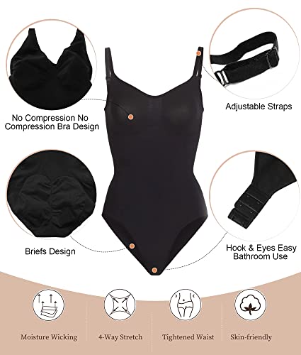 Detalle de SHAPERX Body moldeador mujer shapewear con control de abdomen posparto (UK-SZ5213 Black)