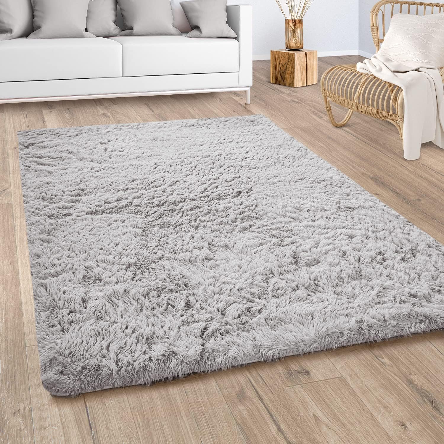 Detalle de Paco Home Tapis Shaggy 160x220 cm Argent