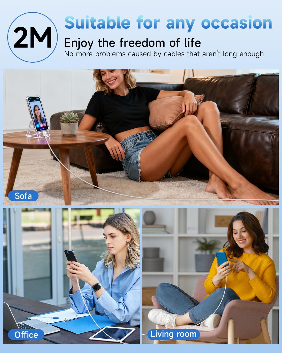 Thumbnail 6 de Chargeur rapide USB-C 20W 2 Pack avec câble 2 m – pour iPhone 17/16/15, iPad, MacBook et plus
