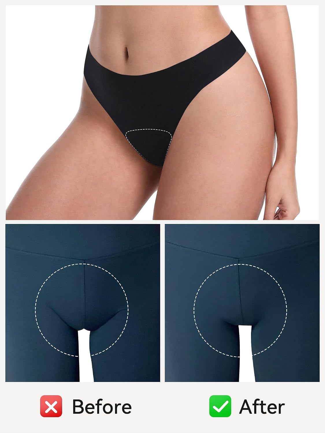 Detalle de LUCKMEEY Seamless Thongs for Women with Sewn-In Cover Pad
