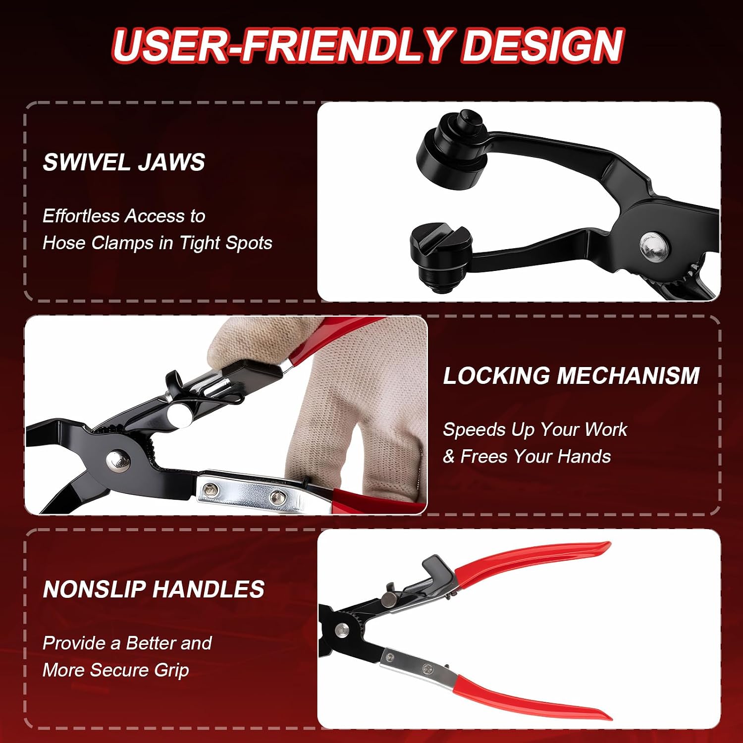 Thumbnail 6 de 16PCS Hose Clamp Pliers Kit — Long Reach, Flexible Wire Tools for Automotive Hose and Electrical Work