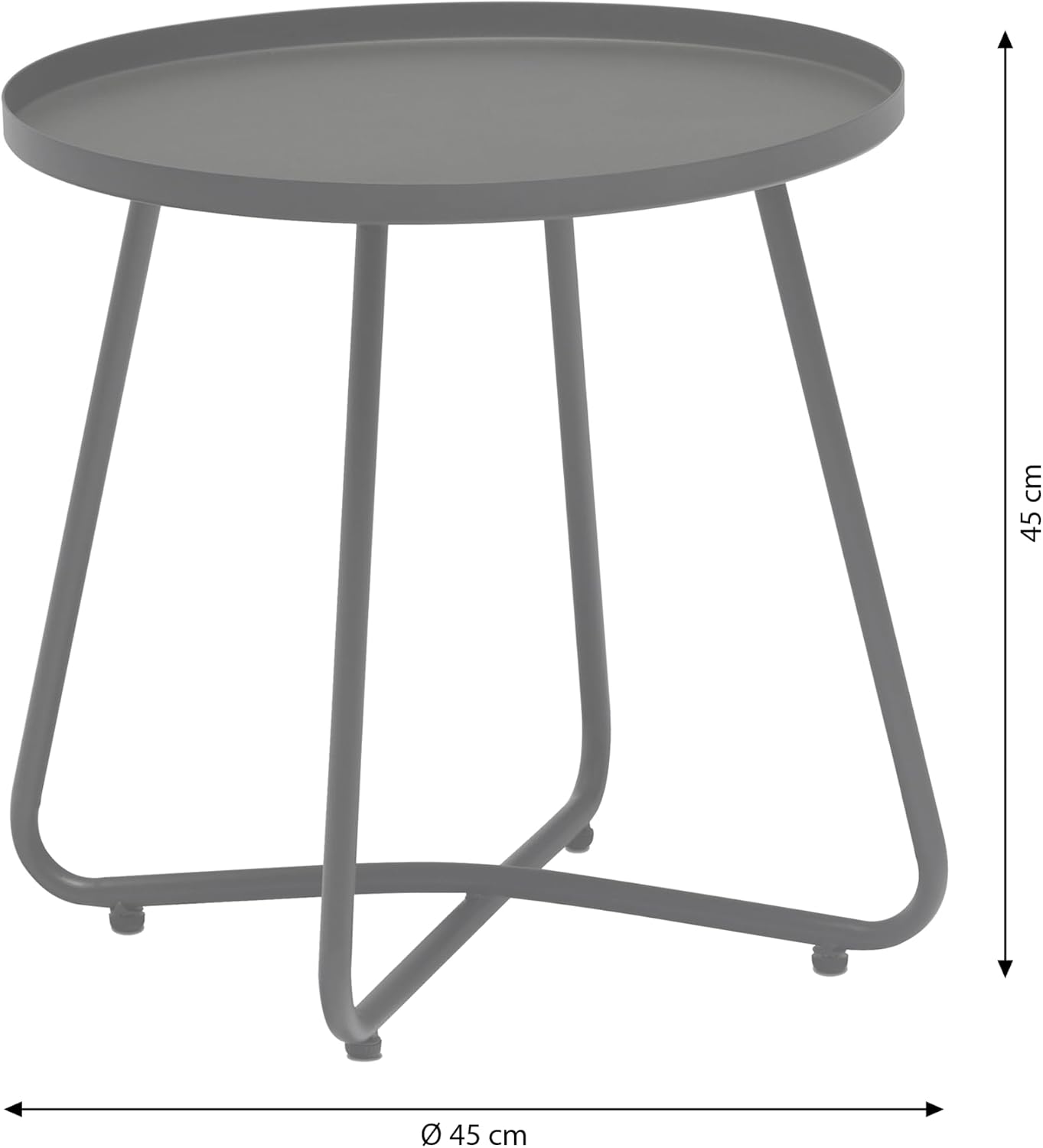 Detalle de Dehner Ibiza 6670913 bijzettafel, Ø 45 cm, gepoedercoat staal, antraciet