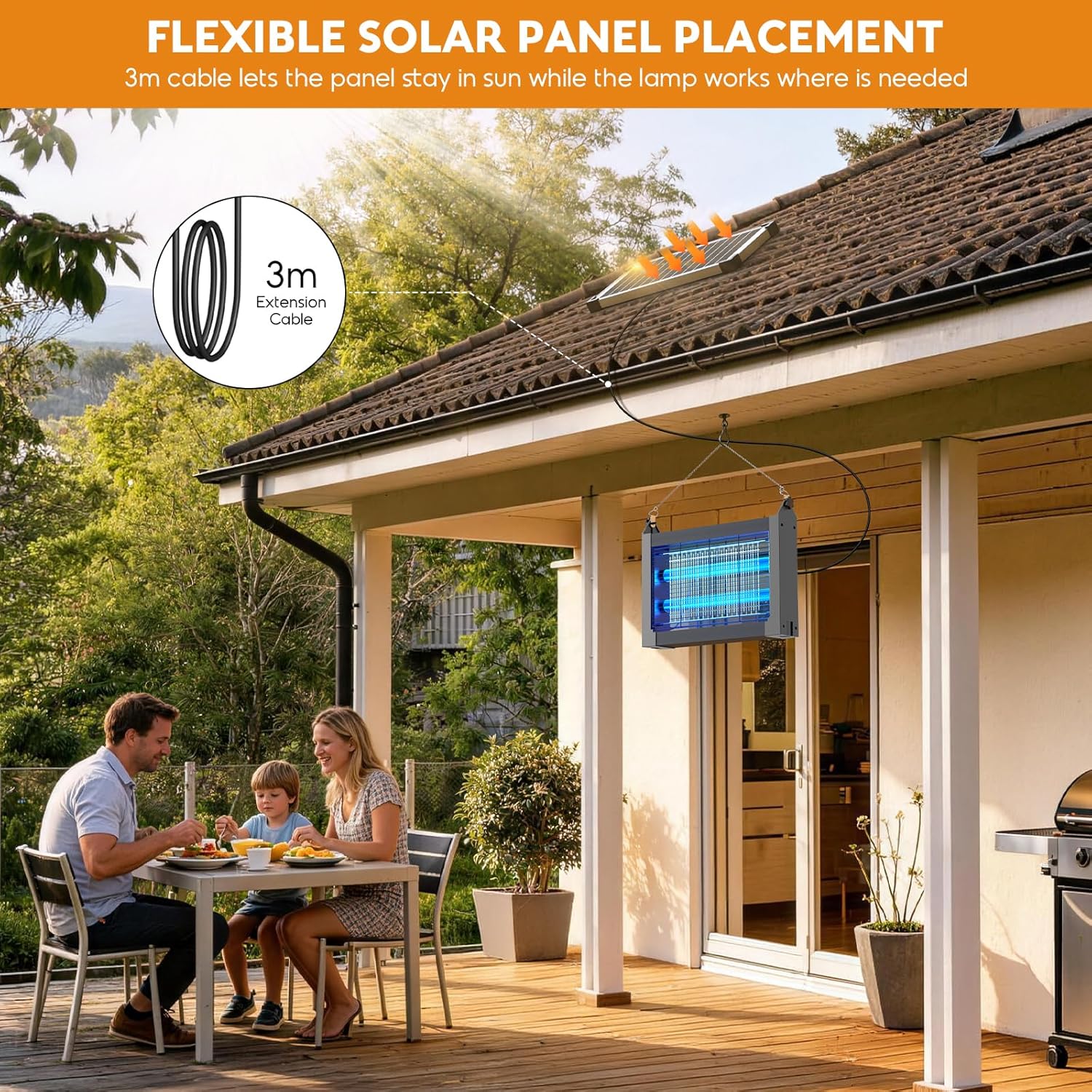 Thumbnail 4 de Anysun lampada antizanzare elettrica solare da esterno 4500V con ricarica USB, IPX5 e cavo da 3 m